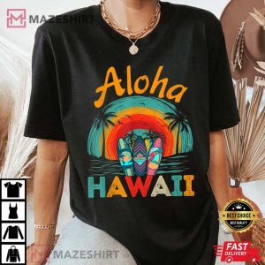 Retro Hawaiian Surfboard Aloha Hawaii Island Surfer Outfits Women black 2