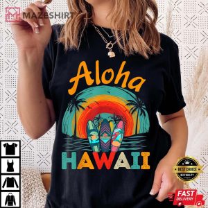 Retro Hawaiian Surfboard Aloha Hawaii Island Surfer Outfits Women black