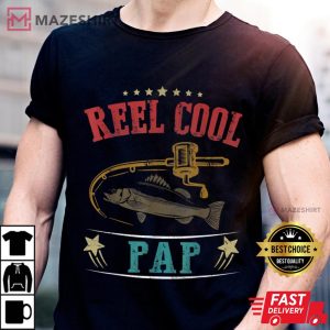 Fathers Day Funny Fishing Reel Cool Pap Men black t shirt 2