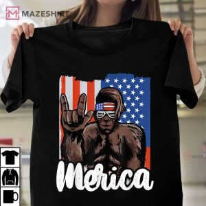 Bigfoot 4th Of July American Flag Independence Day ASL Unisex shirt 2
