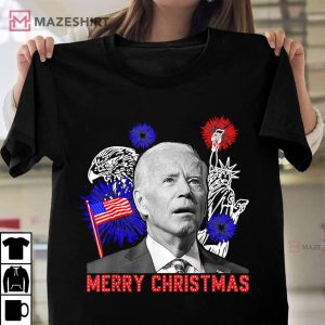 Funny Joe Biden Happy Christmas in July USA flag Unisex shirt 2