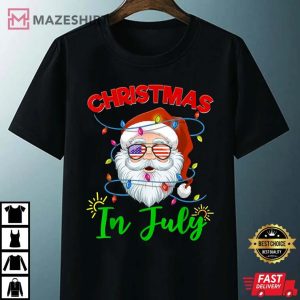 Christmas In July Santa Hat Sunglasses USA Flag Summer Unisex black