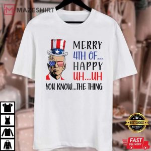 Funny Joe Biden Confused Merry 4th Of July US Flag Unisex white