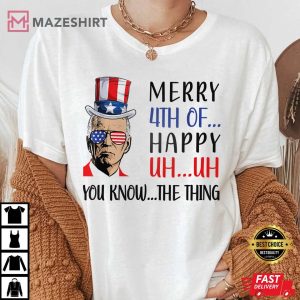 Funny Joe Biden Confused Merry 4th Of July US Flag Women white