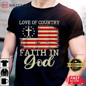 Love Of Country Faith In God Patriotic 4th Of July US Flag Men black t shirt 2