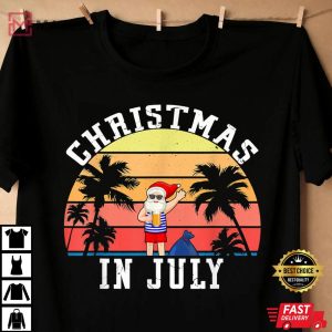 Christmas In July Funny Vintage Santa Summer Beach Vacation Unisex black