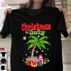 Christmas in July Palm Tree Xmas Tree Beach Summer Vacation Unisex shirt 2