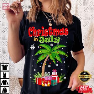 Christmas in July Palm Tree Xmas Tree Beach Summer Vacation Women black