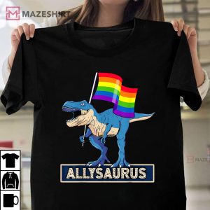 LGBTQ ALLYSAURUS Gay Pride and Support Design Gay Ally Unisex shirt 2