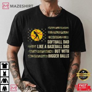 Mens Softball Dad Just Like A Baseball Dad But With Bigger Balls Men black t shirt