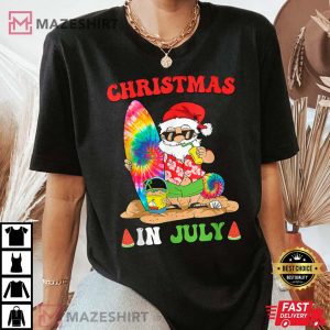 Christmas In July Santa Tie Dye Summer Surf Surfing Surfer Women black