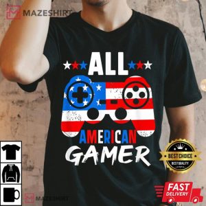 All American Gamer 4th Of July Gaming Lovers Patriotic Men black t shirt 2 2
