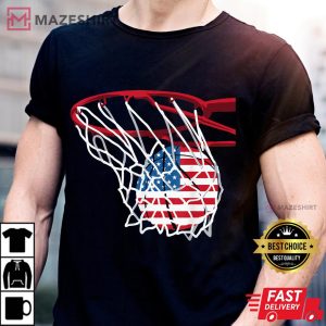 American Patriotic Basketball 4th Of July US Flag Men black t shirt 2
