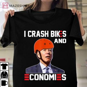 I Crash Bikes and Economies Joe Biden Falling off Bike Unisex shirt 2