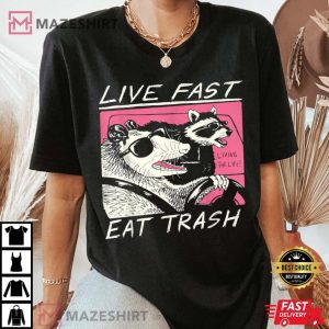 Live Fast Eat Trash Raccoon Sunset T-Shirt