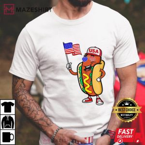Patriotic Hot dog American Flag USA Funny 4th Of July Fourth Man 2 t shirt