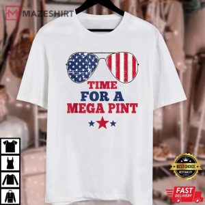 Time For A Mega Pint Funny 4th of July Patriotic Sunglasses Unisex white