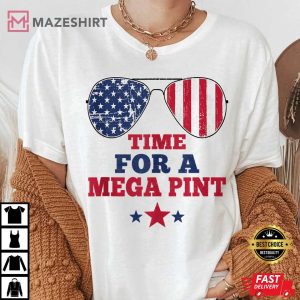 Time For A Mega Pint Funny 4th of July Patriotic Sunglasses Women white