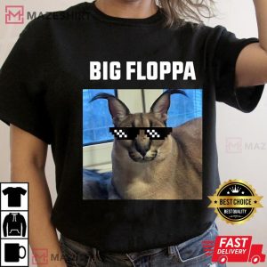 Big Floppa Meme Cat Women black t shirt 2