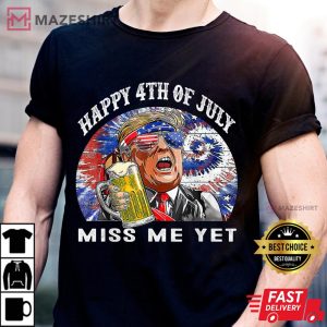 Happy 4th Of July Trump Miss Me Yet Trump 2024 America Flag Men black t shirt 2