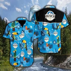 Busch Light parrot tropical pattern Unisex Summer Hawaiian Shirt