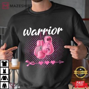 Breast Cancer Awareness Pink Boxing Gloves Warrior Men black sweatshirt