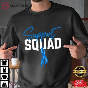 Colon Cancer Awareness Support Squad Blue Ribbon Men black sweatshirt