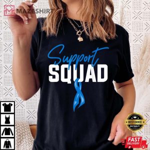 Colon Cancer Awareness Support Squad Blue Ribbon Women black