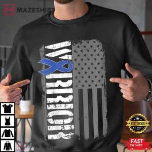 Colon Cancer Warrior Colorectal American Flag Men black sweatshirt