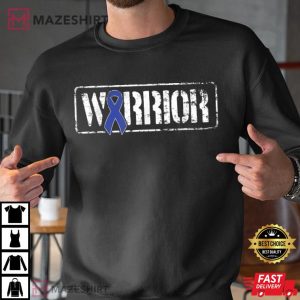 Colorectal Cancer Warrior Dark Blue Military Style Ribbon Men black sweatshirt