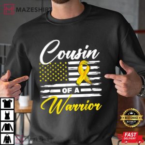 Cousin Of A Warrior USA Flag Ewing Sarcoma Cancer Awareness Men black sweatshirt