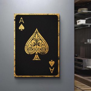 Black And Gold Ace Of Spades Card CanvasPoster Art