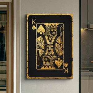 Black And Gold King Of Spades Card CanvasPoster Art