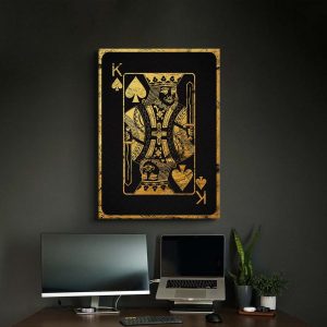 Black And Gold King Of Spades Card CanvasPoster
