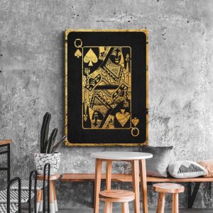 Black And Gold Queen Of Spades Card