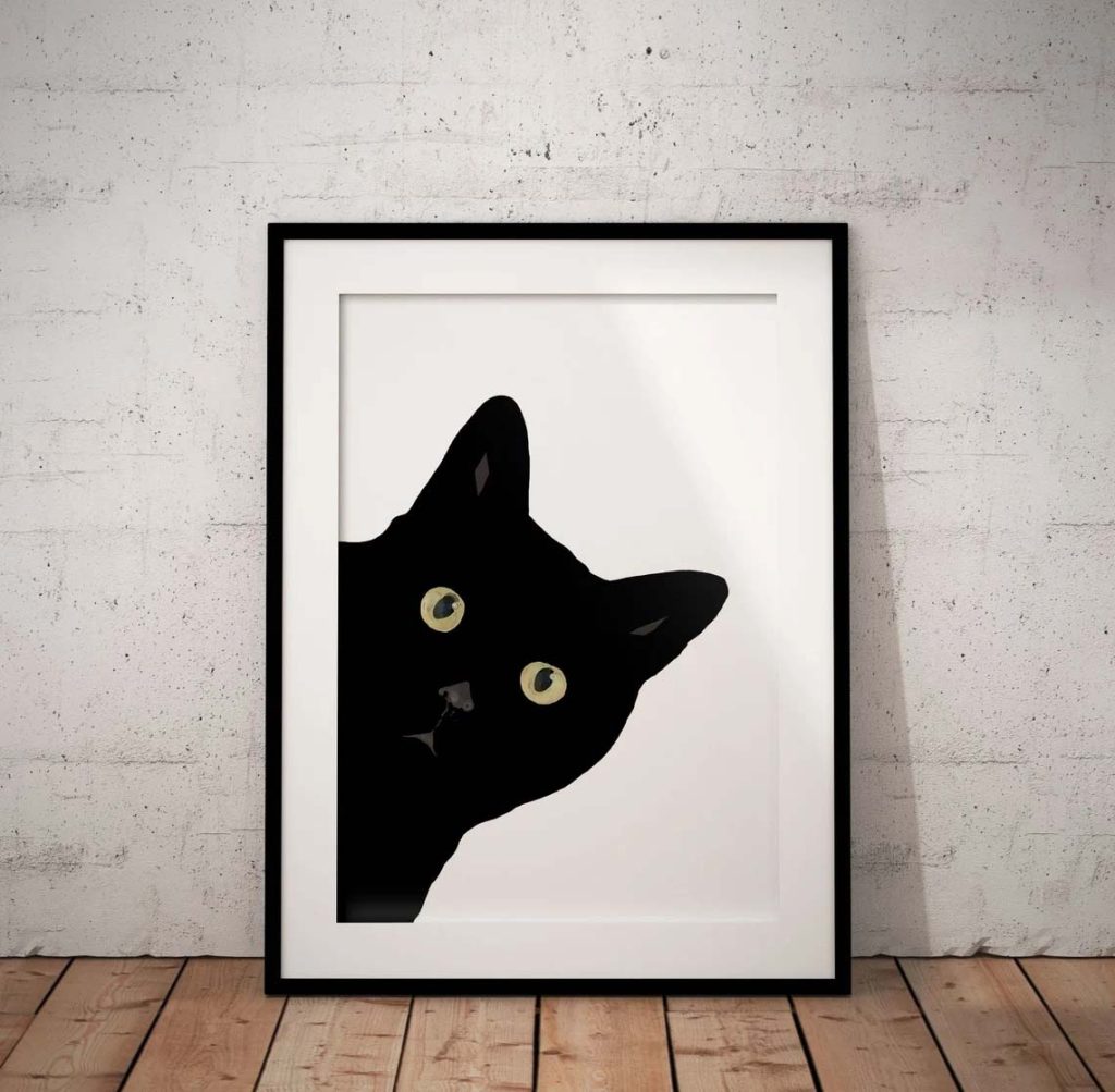 Black Cat Print Wall Art Poster Art Print Cat Print Wall Decor Wall Art 1