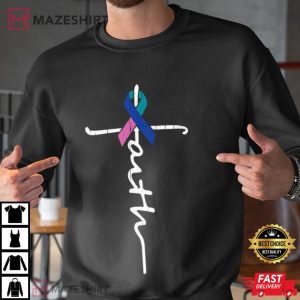 Faith Cross Thyroid Cancer Awareness Warrior Survivor Men black sweatshirt
