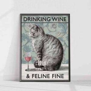 Cat Wine Hilarious Poster Vintage Posters