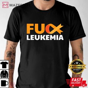 Fuck Leukemia Orange Ribbon Awareness Cancer Survivor Gift Men black t shirt 2