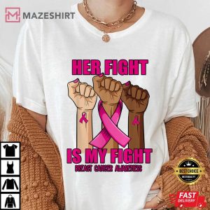 Hand Her fight is my fight breast cancer awareness month Women white