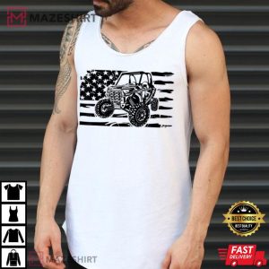 Retro US Flag UTV Riding Offroad Mountain Side By Side Rider Men White