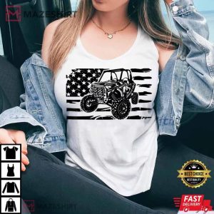 Retro US Flag UTV Riding Offroad Mountain Side By Side Rider White Women