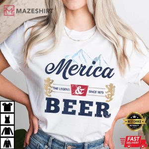 Beer American Flag 4th of July Men Women Merica USA Drinking Women white