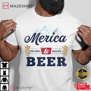 Beer American Flag 4th of July Men Women Merica USA Drinking Man White