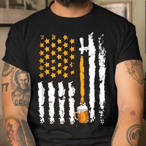 Craft Beer American Flag USA Beer Day Brewery Alcohol Lovers Men black t shirt