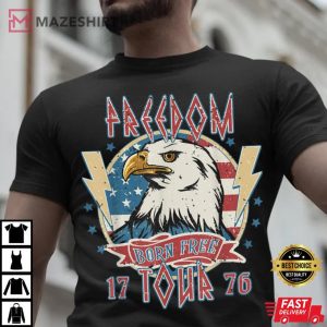 Freedom Tour Born To Be Free 4th Of July 1776 Eagle USA Flag Men black 1
