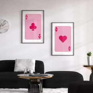Pink Ace of Hearts Wall Art Print Poster