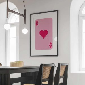 Pink Ace of Hearts Wall Art Print