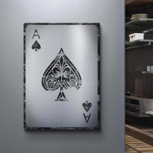Silver Ace Of Spades Card CanvasPoster Art