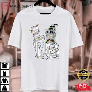 LOVE White Ribbon Lung Cancer Funny Gnome Christmas Pajama Unisex white